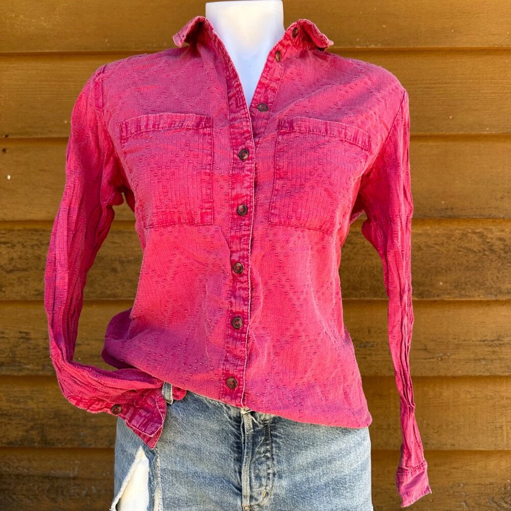Maeve The Cate Classic Pink Button Down Open Back Long Sleeve Shirt Size XS - Picture 1 of 8